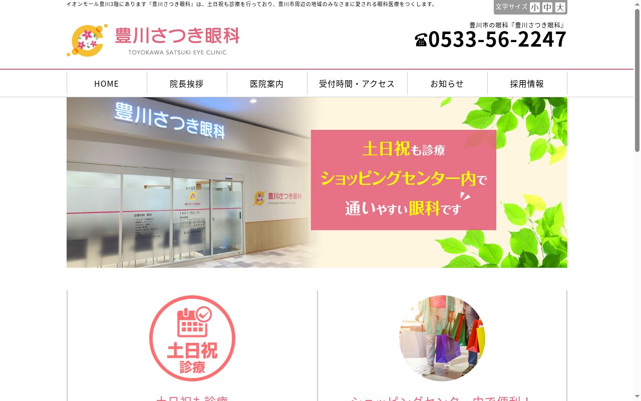 豊川さつき眼科の公式サイトのスクリーンショット