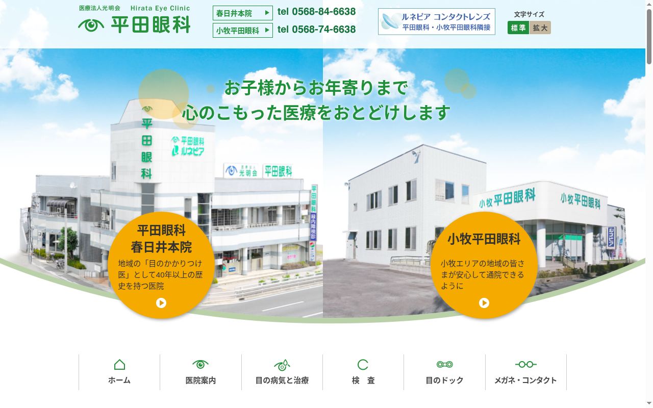 医療法人　光明会　平田眼科の公式サイトのスクリーンショット