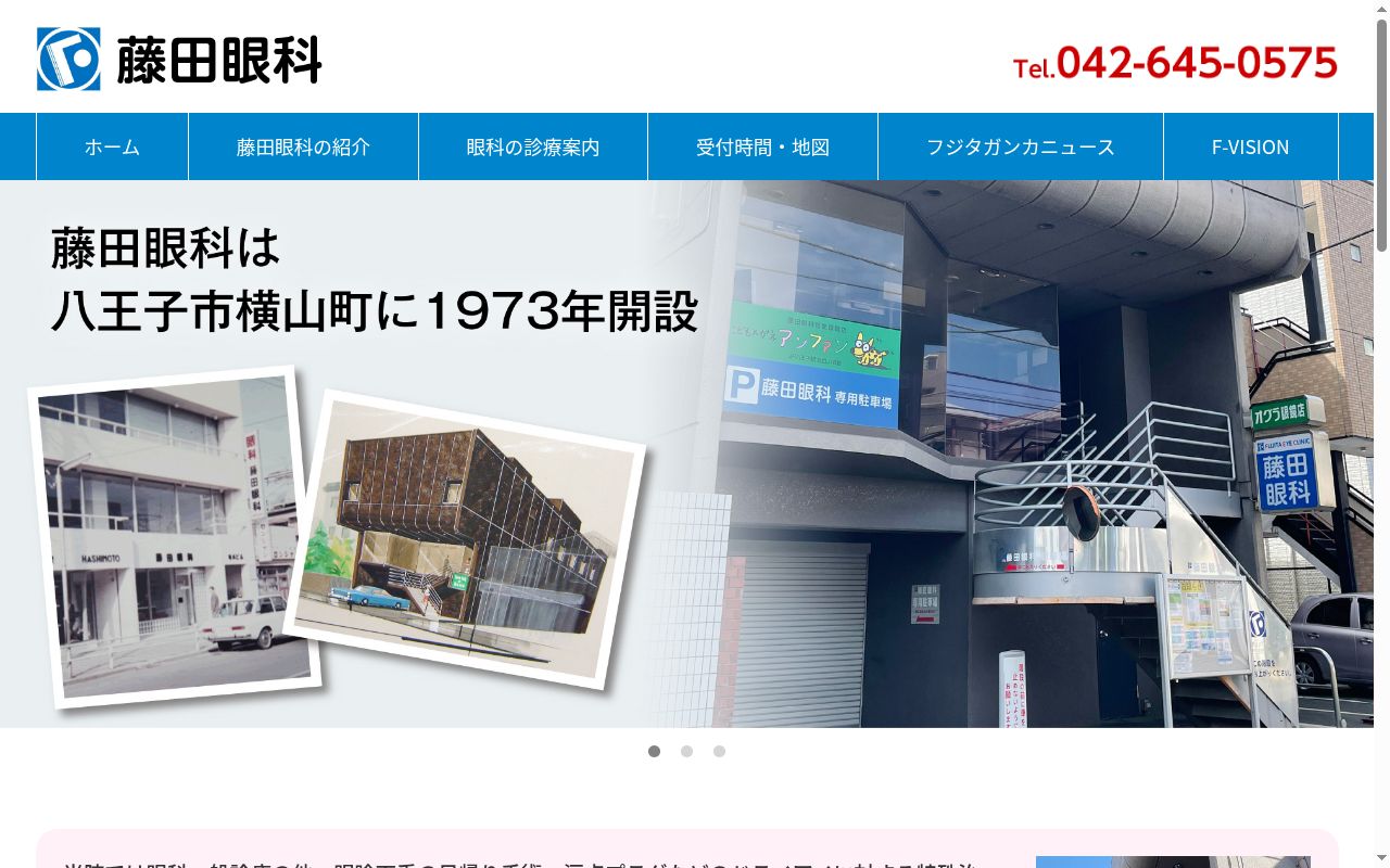 藤田眼科の公式サイトのスクリーンショット