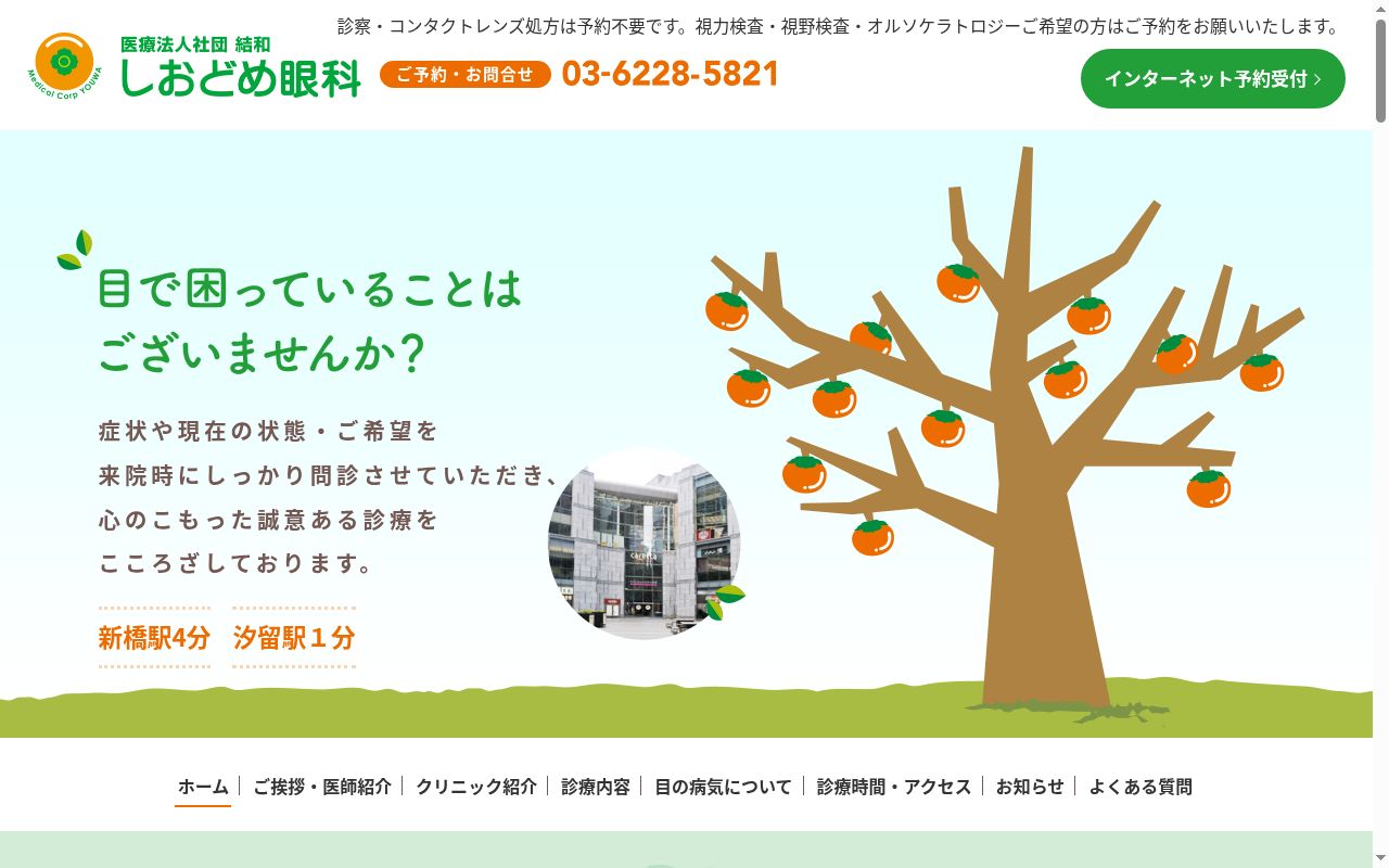 医療法人社団結和　しおどめ眼科の公式サイトのスクリーンショット