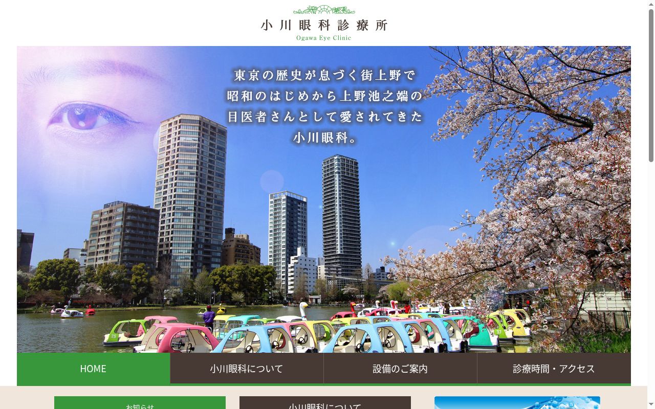 小川眼科診療所の公式サイトのスクリーンショット