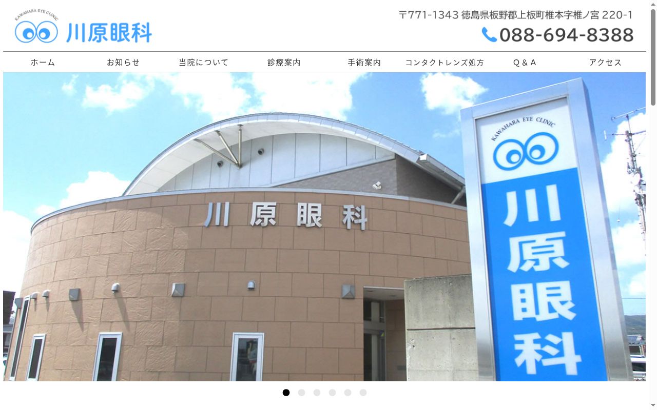 川原眼科の公式サイトのスクリーンショット
