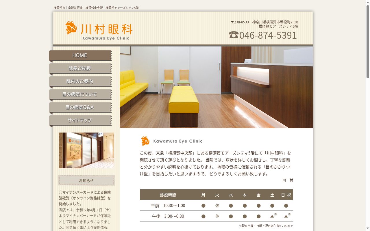 川村眼科の公式サイトのスクリーンショット
