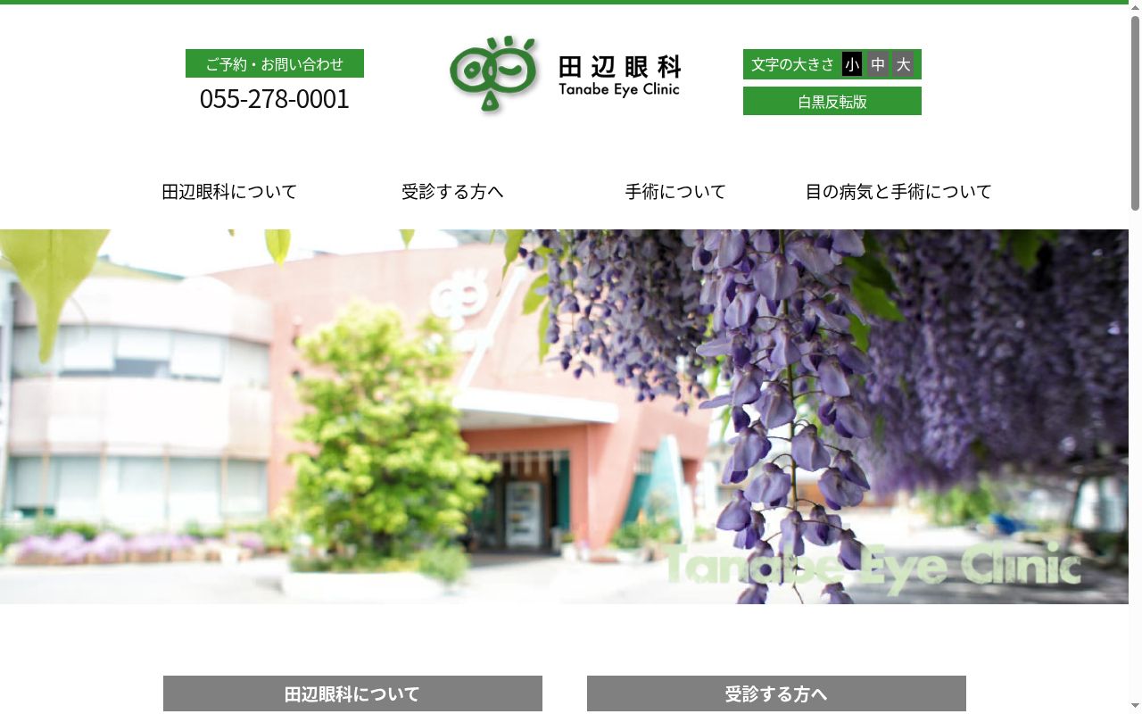 医療法人　アウゲン　田辺眼科の公式サイトのスクリーンショット