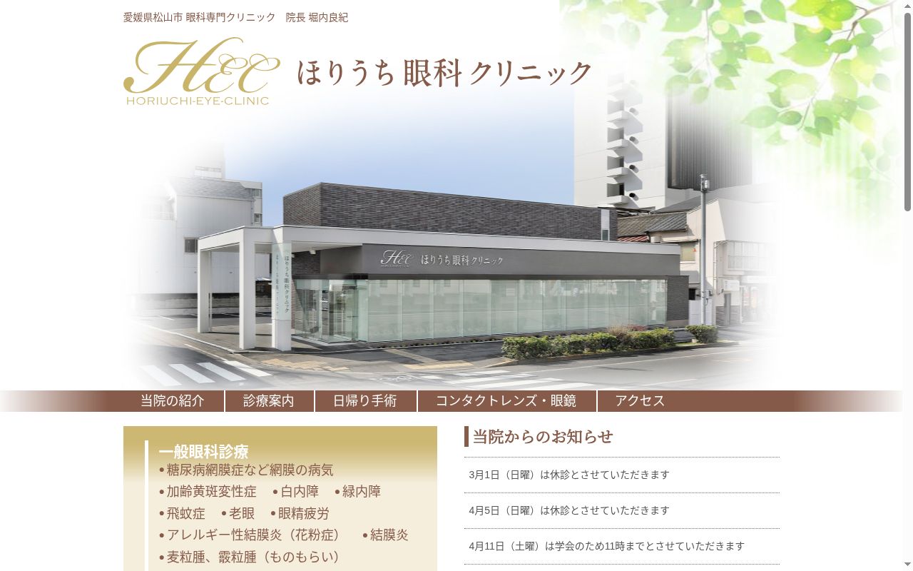 医療法人ほりうち眼科クリニックの公式サイトのスクリーンショット