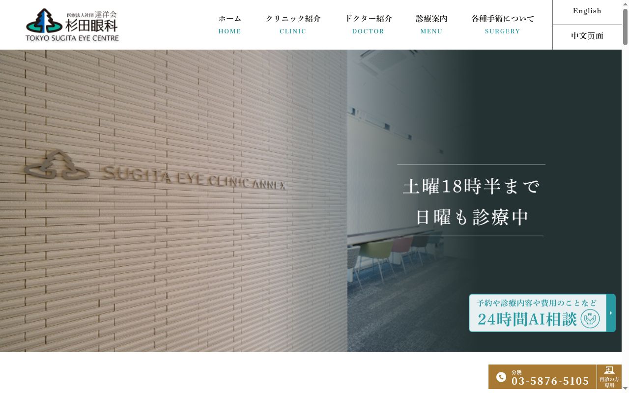 医療法人社団達洋会　杉田眼科アネックスの公式サイトのスクリーンショット